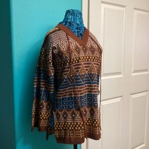 💥PRICE DROP💥 Vintage Catalina Jacquard Southwestern Aztec V-neck Sweater